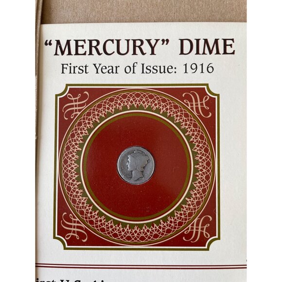 1916 Mercury Dime & 1957 Air Mail Stamp Collectors Set - Picture 3 of 6
